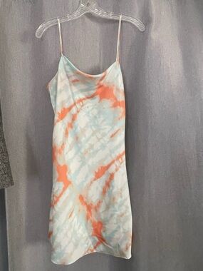 Cotton Candy Coral and Light Blue Tie-Dye Slip Dress